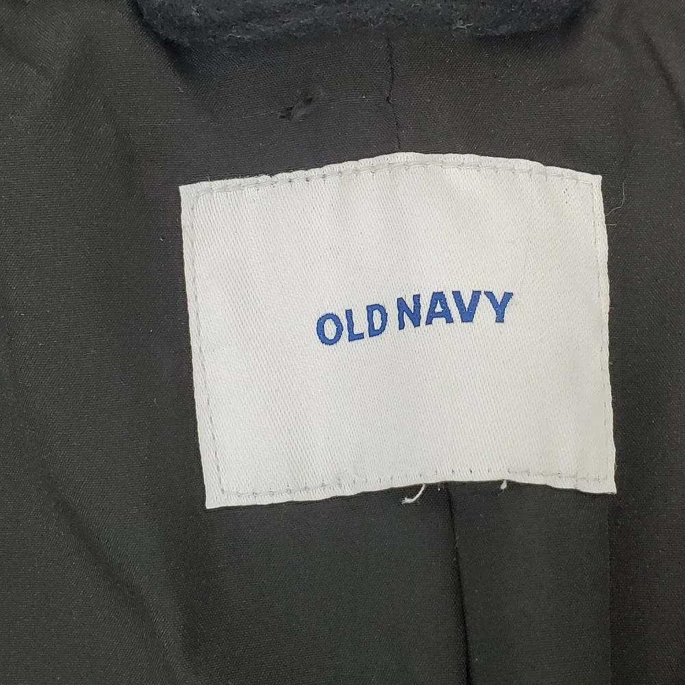 Old Navy Girls Black Wool Blend Zip Moto Coat Jacket Size S P Peacoat Edgy Biker
